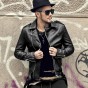 2017 New Winter Head Layer Sheepskin Genuine Leather Jacket Metrosexual Man Knights Zippers Brand Design Motorcycle Biker Jacket