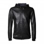 2018 Men New Mesh Head Layer Sheepskin Hooded Genuine Leather Jacket Coat Metrosexual Man Autumn Slim Black Fashion Cool Jacket