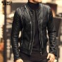 2018 Men Autumn Fashion New Multi Zipper Design Slim Leather Jacket Mens Sheepskin Motorcycle Biker Warm Genuine Leather Jacket