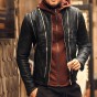 2018 Men Autumn Fashion New Multi Zipper Design Slim Leather Jacket Mens Sheepskin Motorcycle Biker Warm Genuine Leather Jacket