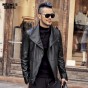 2018 Men New British Style Zipper Genuine Leather Jacket Sheepskin Top Quality Fashion Brand Design Men Leather Jacket Casual