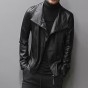 2018 Men New British Style Zipper Genuine Leather Jacket Sheepskin Top Quality Fashion Brand Design Men Leather Jacket Casual