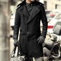 2018 Men New Removable Woolen Winter British Style Long Fur Jacket Coat Metrosexual Man Design Slim Fashion Black Casual Coat