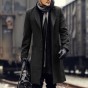 Mens Wool Coat Winter Cashmere Jacket Man Long Section Single Breasted Overcoat Turn-Down Collar Casual European Style Fashion