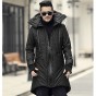 Men British Style Black Long Removable Hooded Warm Thick Coat Metrosexual Man Cotton New Design Winter Outwear Coat Slim Fashion