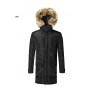 2018 Winter Green Woolen Fur Collar Mens Hooded Long Coat Jacket Cotton Men Windbreaker Stretch Zipper Button Warm Pockets Coat