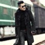 2017 Men New Winter Black Woolen Fur Collar Long Coat European Style Metrosexual Man Brand Design Warm Stretch Outwear Slim Coat