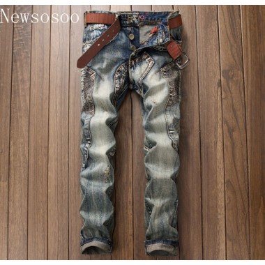 European American Style Luxury Quality Mens Slim Jeans Mens Denim Trousers Straight Vintage Fashion Brand Blue Jeans For Men