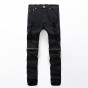 European American Style 2017 Fashion Brand Mens Jeans Pants Straight Trousers Zipper Slim Hole Jeans For Men Red White