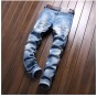 European American Style 2017 Famous Brand Men Jeans Luxury Mens Denim Trousers Slim Straight Patchwork Blue Hole Jeans For Men