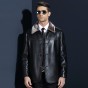 2017 Winter New Mens Long Leather Jacket Business Casual Fur Collar Warm Faux Leather Coat Male Brand Clothes