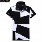 Casual POLO Shirt Male Summer Fashion New Mens Black And White Stitching Cotton Short Polo-Sleeved Polo Shirt Slim Men 5XL 6XL