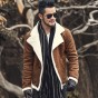 2016 Autumn Vintage Old Leather Jacket Men Wool Lining Men Warm Fur Collar Jacket Mens Faux Leather Short Jacket Coat F1055