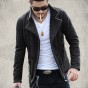 2016 Autumn Vintage Old Leather Jacket Men Wool Lining Men Warm Fur Collar Jacket Mens Faux Leather Short Jacket Coat F1055