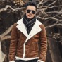 2016 Autumn Vintage Old Leather Jacket Men Wool Lining Men Warm Fur Collar Jacket Mens Faux Leather Short Jacket Coat F1055