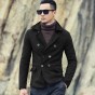 2018 Autumn Artificial Leather Stand-Up Collar Men'S Brown Short Double-Breasted Military Jacket Slim Fit Jaqueta Masculina