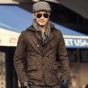 2018 Autumn Artificial Leather Stand-Up Collar Men'S Brown Short Double-Breasted Military Jacket Slim Fit Jaqueta Masculina