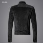 2018 Autumn New Slim Fit Velvet Jacket Shirt Men British Style Mens Black Short Jacket Casual Brand Clothing Chaqueta Hombre