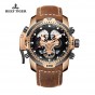 Reef Tiger/RT Mens Sport Watches with Complicated Dial Rose Gold Case Automatic Military Watch with Rubber Strap RGA3503