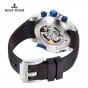 Reef Tiger/RT Mens Sport Watch Blue Complicated Dial with Year Month Perpetual Calendar Big Steel Case Rubber Strap Watches RGA3532