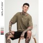 INFLATION 2018 Spring Summer Short Sleeve Knitted Tshirts Turn-Down Collar Oversized Tshirts Pure Color High Street Tshirt 8171S