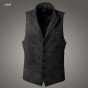 Mens Brand Sleeveless Jacket Waistcoat Men Suit Vest Fashion Male British Style Slim Woolen Cotton Single Breasted Vintage Vest