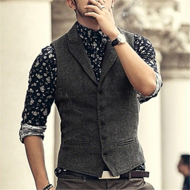 Mens Brand Sleeveless Jacket Waistcoat Men Suit Vest Fashion Male British Style Slim Woolen Cotton Single Breasted Vintage Vest