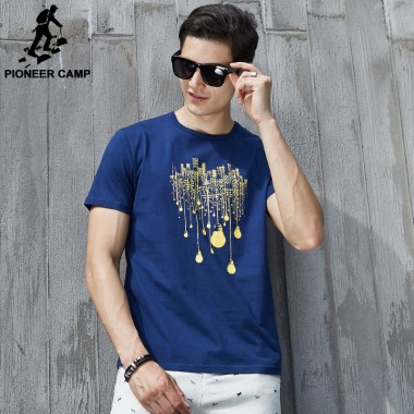 Pioneer Camp Fashion Summer Short T Shirt Men Brand Clothing Cotton Comfortable Male T-Shirt Print Tshirt Men Clothing 522056