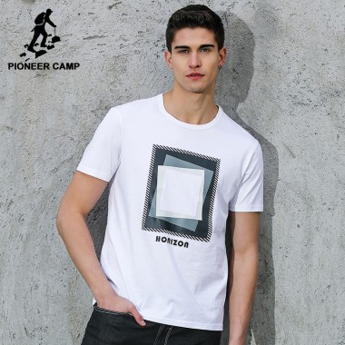 Pioneer Camp Men T-Shirt Brand Clothing 2017 Summer New Fashion Geometry Design Mens T Shirt Loose Print Tshirts Male