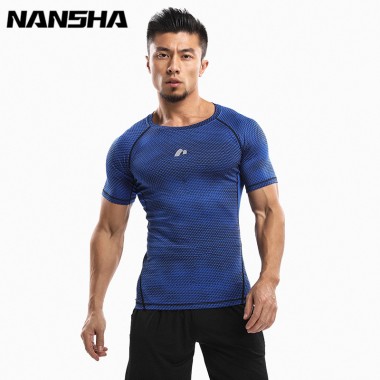 NANSHA Mens Fitness 3D Prints Short Sleeves T Shirt Men Bodybuilding Skin Tight Thermal Compression Shirts Crossfit Workout Top