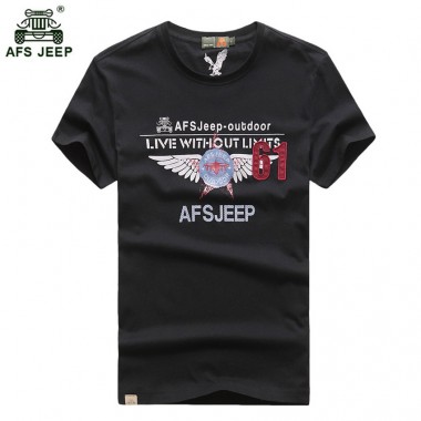 Afs Jeep 2018 Brand Men's T-shirt Pure Cotton Men Breathable Casual Loose Print O-neck t shirt men Short Sleeve T-shirts 68wy