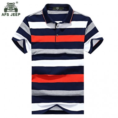 2018 Summer Men's Cotton Short Sleeve T-Shirt High Quality Lapel Fashion Men's Bottoming Shirt Large Size Striped T-shirts 62wy