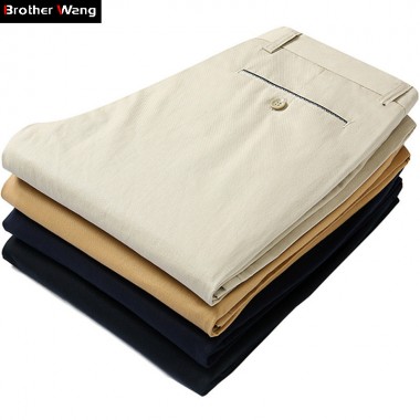 Brother Wang Men's Summer Pants 2018 New Men Slim Cotton Business Fashion Solid Color Trousers Large Size Brand Pants 29-40