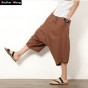 Men's Cotton Linen Pants Summer Mid Waist Loose Leisure Hip-hop Harem Pants Solid Color Drawstring Large Size Male Casual Pants