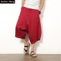 Men's Cotton Linen Pants Summer Mid Waist Loose Leisure Hip-hop Harem Pants Solid Color Drawstring Large Size Male Casual Pants