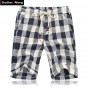 Brother Wang Casual Shorts Summer new fashion lattice Linen Bermuda Shorts Elastic waist shorts 4XL 5XL