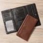 Top Quality Hot Sale Cattle Male Organizal Vintage Trifold Genuine leather Long Card Coin Holder Checkbook Wallet Purse 1-17