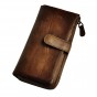 Top Quality Cattle Male Vintage Bifold Genuine leather Snap Zipper Organizer Checkbook Wallet Purse ck004-1