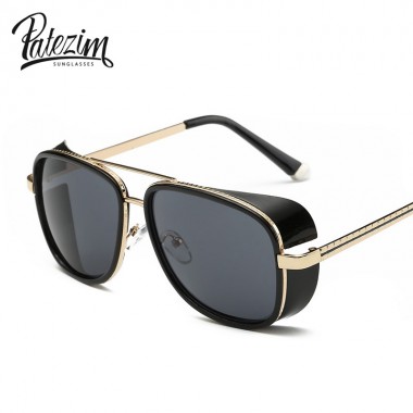 PATEZIM Men's Steampunk Sunglasses Fashion Mirrored Women Sunglasses Unisex Square Sunglasses Brand Designer Driving Goggles