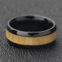 Modyle Genuine Mahogany Wood Inlay Stainless Steel Ring Wooding Ring Wooden Wedding Rings for Men