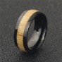 Modyle Genuine Mahogany Wood Inlay Stainless Steel Ring Wooding Ring Wooden Wedding Rings for Men