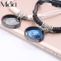 2pc New Fashion Jewelry Black Blue Braided Leather Bracelet Men Stainless Steel Bracelets Bangles De Couro Pulseiras Masculinos