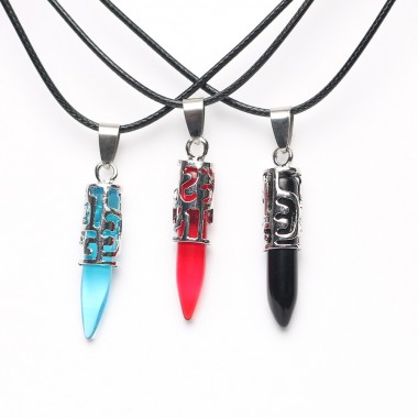 Fashion Natural Crystal Stone Bullet Punk Choker Necklaces & Pendants for Men Women Chain Statement Necklace Bijoux