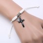 2PCS Handmade Braided Couple Bracelet Crystal Blue Black Cross Beads Bracelets for Women Men Lovers Gifts Pulseira Feminina