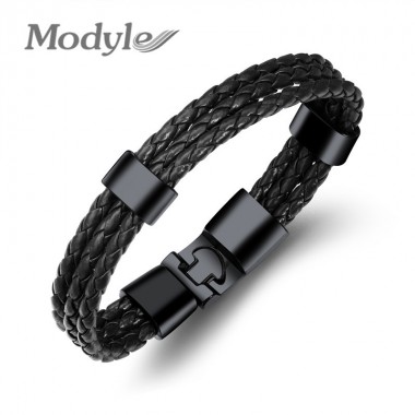 Modyle Vintage Leather Bracelets&Bangles For Men Multiple Charm Wristbands Bracelets Braided Rope Fashion Male Jewelry