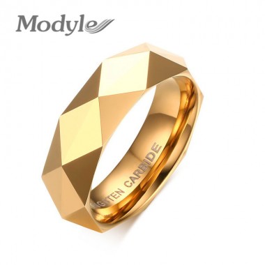 Modyle 3 Colors Men Rhombic Tungsten Carbide Promise Wedding Bands Ring Gold-Color Engagement Ring Men Jewelry