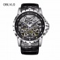 2018 New Designer OBLVLO Military Male Watches Steel Automatic Skeleton Waterproof Double Tourbillon Watches OBL3606