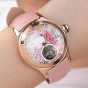 Reef Tiger Top Brand Luxury Women Watches Pink Dial Leather Strap Mechanical Watch Rose Gold Fashion Watch reloj mujer RGA7105