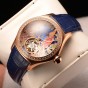 Reef Tiger/RT Blue Dial Fashion Watches for Women Leather Strap Waterproof Automatic Watches Diamond Tourbillon Watch RGA7105