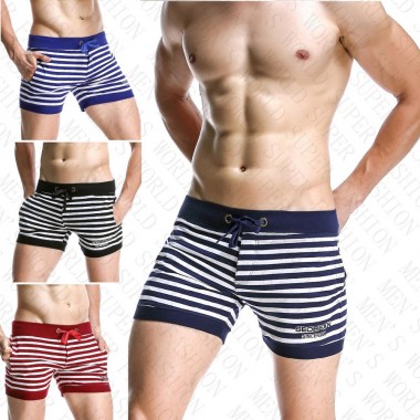 BRAND NEW SEOBEAN MEN'S COTTON SHORTS STRIPED CASUAL SHORTS